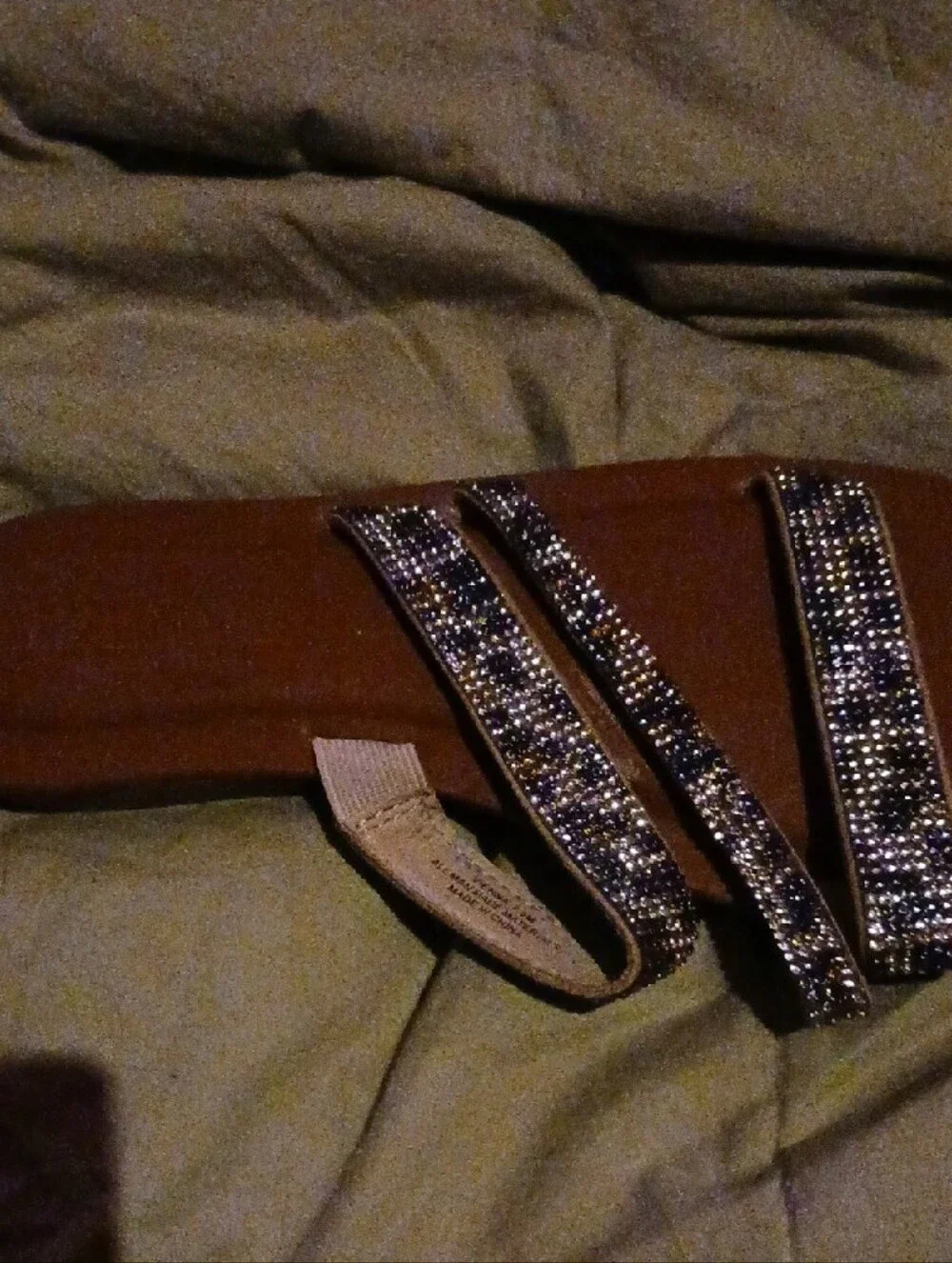 Women’s Brown Slide Sandals with Sparkle Straps
